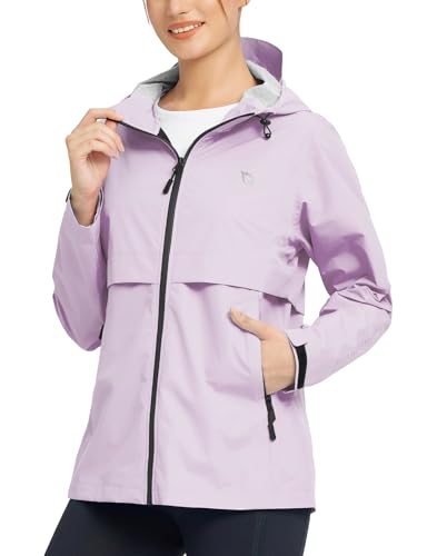 baleaf Women's Rain Jacket Waterproof Lightweight Raincoat Windbreaker Outdoor Hooded Travel