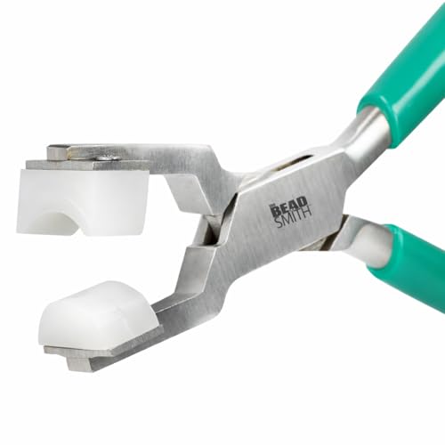 The Beadsmith Metal Bending Pliers Pliers With Curved Nylon Jaws for Ring Shaping 5.75 Inches w/Double-leaf Springs Non-Marring