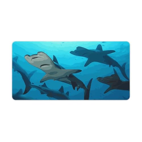 Tapete de escritorio grande Hammerhead Sharks blanco