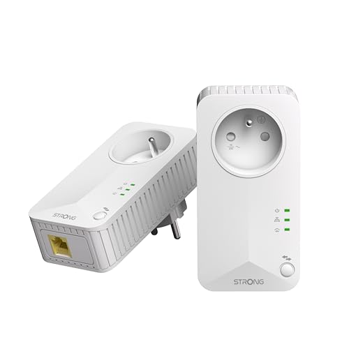 STRONG - Powerline 600 Kit - Duo Prises CPL - Kit CPL - 600 Mbps - Compatible Toute Box/Routeur - Port Ethernet + Prise Filtrée - Installation Rapide - Internet Haut...