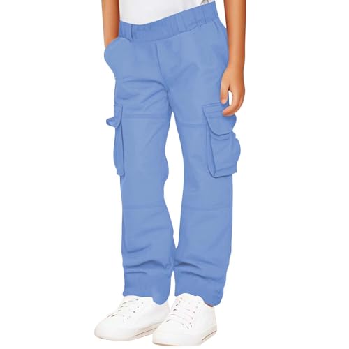 Boys Cargo Sweatpants Kids Open Bottom Baggy Cargo Pants Size 10-12 Relaxed Fit Joggers Trousers with Pockets