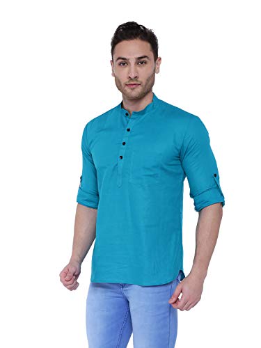 Image of Rajubhai Hargovindas Men's Linen Straight Short Kurta