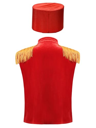 Kids Unisex Circus Showman Drummer Vest Honor Guard Sleeveless Fringe Epaulet Waistcoat with Hat2
