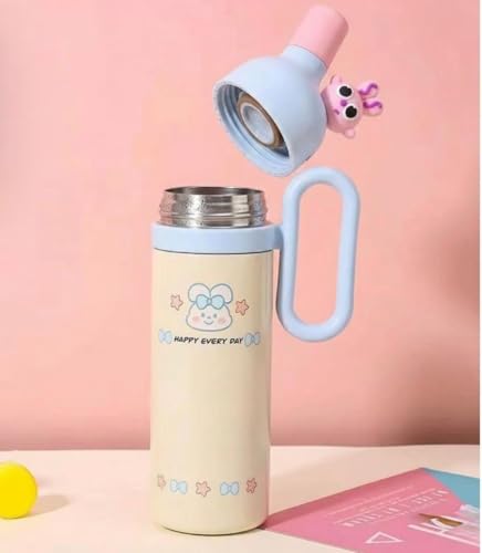 Image of Fancy Kitchen Cartoon Kids Tumbler - 850ml Stainless Steel Double-Walled Travel Mug - Leak-Proof, BPA-Free with Straw - Perfect for School & Outdoor Use. (Cream Yellow)