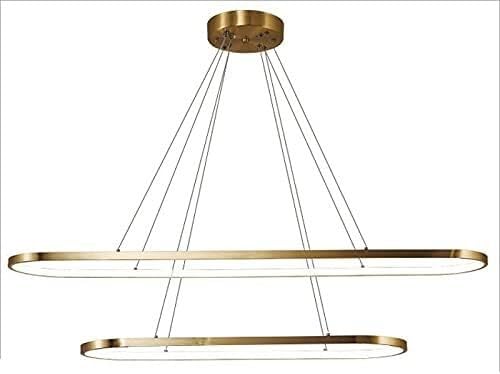 Chandelier Oval Shape 71W LED Chandelier Dimmable Gold Brass Pendant Lights,47 Inch 120 Cm Modern Kitchen Ceiling Light Fixture
