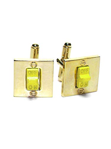 Mancuernillas para hombre doradas con diseño interruptor miniatura 1
