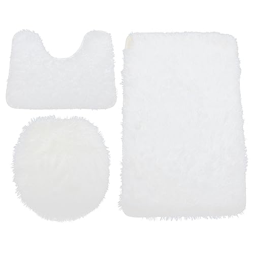OUNONA 1 Set Thickened Plush Toilet Lid Cover Non Slip Bathroom Floor Mat for Home Washable and Reusable Ground Pad Classic for All Seasons