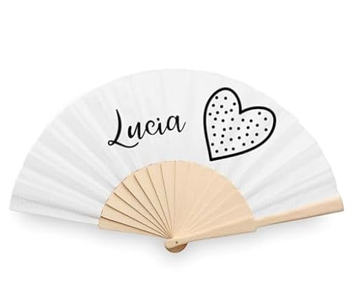 Abanico de Mujer Personalizado de Madera y Tela - Nombre Grabado con Frase - Ideal para Bodas, Eventos y Regalos - Ligero y Elegante - Con Caja Individual - 42,5 x 23 cm - Material Resistente | Ya disponible en tu tienda friki favorita! En mundofriki.es!