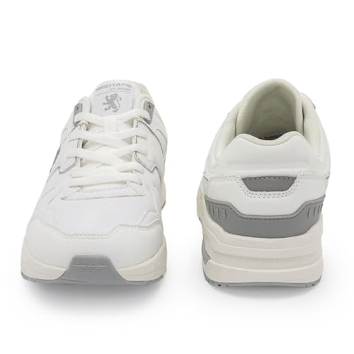 Image of Red Tape Men's Sneakers White Grey Pu Mesh Round Lace-Up