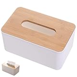 Cabilock Taschentuchbox Holz mit Deckel Rechteckiger Serviettenhalter für Büro Zuhause Wasserfeste Papierbox Langlebiger Holzbehälter für Schlafzimmer und Wohnzimmer