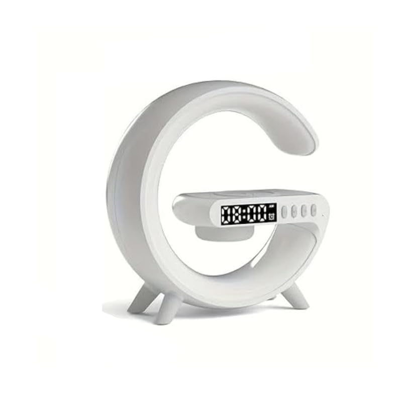Elevea 𝟏𝟓 𝐘𝐞𝐚𝐫𝐬 𝐖𝐚𝐫𝐫𝐚𝐧𝐭𝐲 G-Shape Charging Digital Alarm Clock & Bluetooth Speaker | Nightlight Speaker | Dimmable LED Light | Portable Music Player | Portable Multifunctional Speaker.