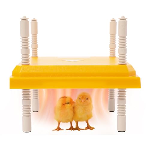 Plaque chauffante pour poussin réglable en hauteur - 25 x 25 cm - Chauffage de 15 W pour jusqu'à 15 poussins - Économe en énergie et sûr - Avec boîtier en ABS - Idéal pour l'élevage de volailles