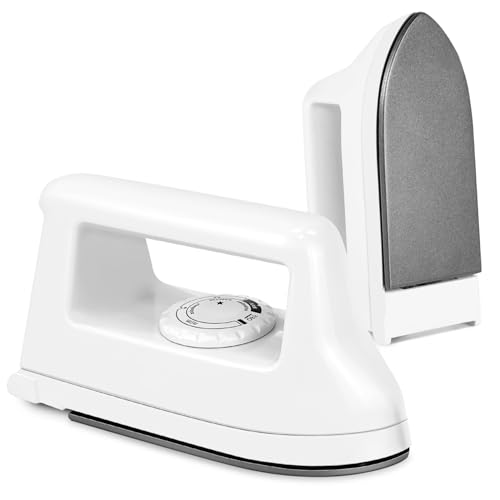 Mini Iron for Crafts and Travel - Electric Heat Press Machine for Quilting and Sewing (White) - 6.49 x 3.74 x 2.6 Inches