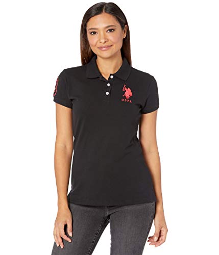 U.S. Polo Assn. USPA Solid Polo Black/Fuchsia MD