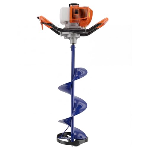 Garvee 52CC 2 Stroke Gas Powered Ice Auger for Ice Fishing, Heavy Duty Ice Burrowing Drilling with 10' Diameter 31.5' Length Ice Fishing Augers and EPA Certificate