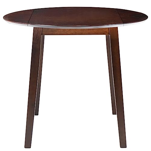 Table à manger pliable ronde 90 cm bois hévéa marron gain de place - 5