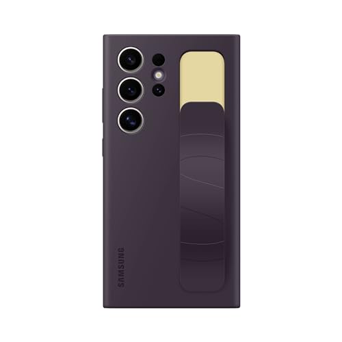 Image of SAMSUNG Galaxy S24 Ultra Standing Grip Phone Case, Protective Silicone Cover with Hand Strap, Kickstand, Durable Design, Soft Touch, US Version, EF-GS928CEEGUS, Dark Violet
