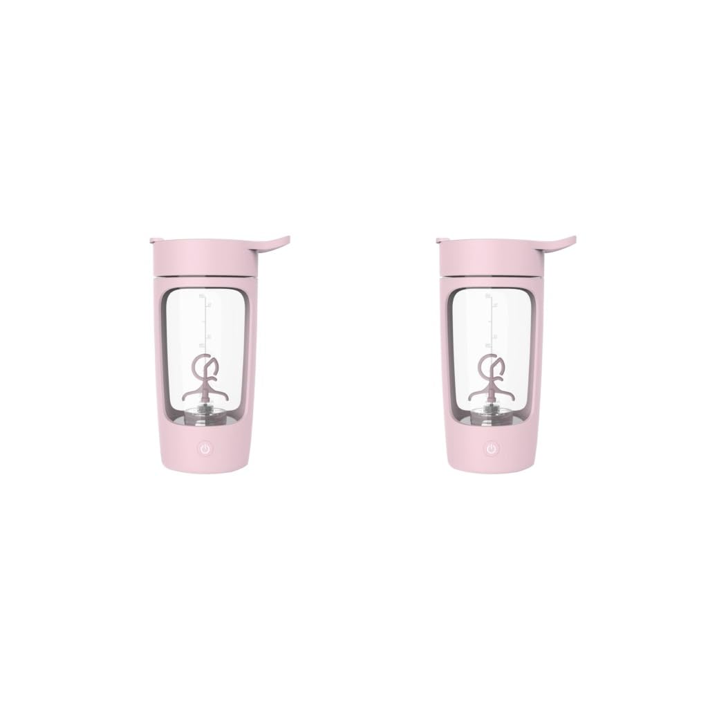 Set di 2 shaker elettrico per proteine, in Tritan, senza BPA, colore rosa