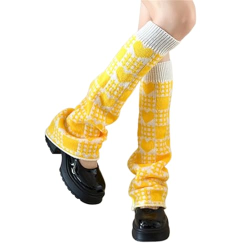 Image of Y2K Kawaii Leg Warmers Knitted Flare Leg Sleeves Love Heart Pattern Boots Cuffs Valentine's Ankle Heap Socks