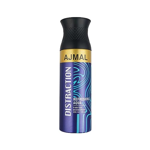 Image of AJMAL Distraction Deodorant Spray Spicy Fragrance Casual Wear For Men & Women + 2 Parfume Testers Free, 200 Ml