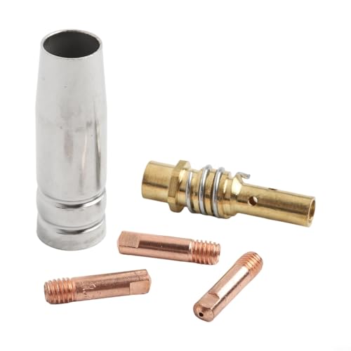 Kit completo de consumibles de soldadura compatible con linterna MB15 15AK MIG con 5 puntas de contacto de cobre de 0 6 mm a 1 2 mm, boquilla y soporte (1.2)