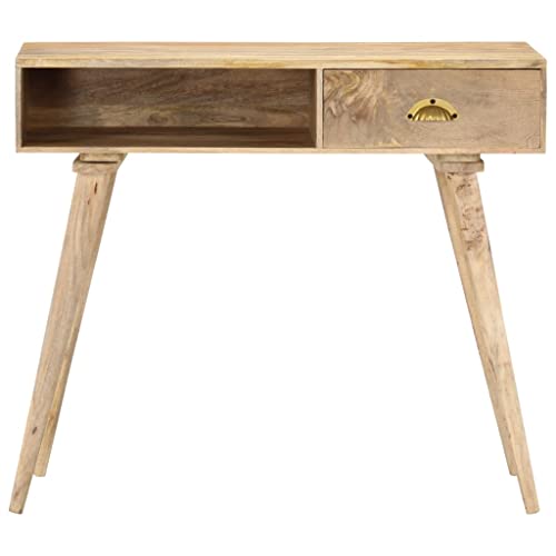 Mesa de madera maciza de mango hecha a mano con almacenamiento para salón 4