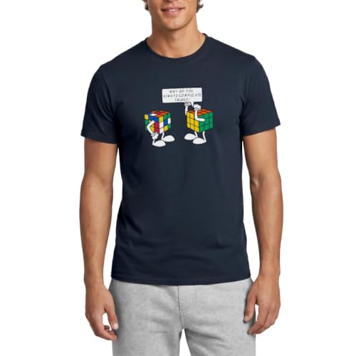 Image of Magic Rubik's Cube Humour Complicate Things Men's T-Shirt Navy