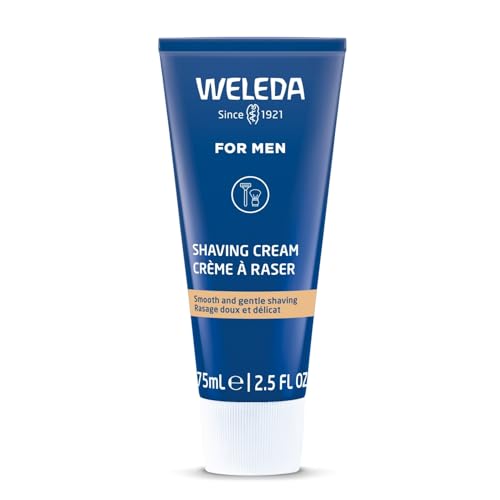 WELEDA Crème À Raser – Rasage Propre Et Net, Mousse À Raser Avec Ou Sans Blaireau, Amande Douce & Lait De Chèvre, Limite Le Feu Du Rasoir, Peaux Sensibles, Shaving Cream, Labellisée NATRUE, 75ml
