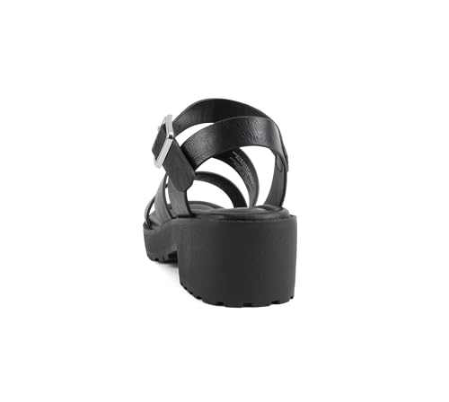 Image of Soda ACCOUNT-2 ~ Little Kids /Children /Girls Open Toe Two Bands Lug sole Fashion Block Heel Sandals with Adjustable Ankle Strap
