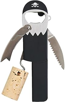 Suck UK Pirate Bottle Opener | Pirate Wine Opener | Corkscrew Keychain | Legless Pirate Cork Screw | Funny Bartender Gifts | Novelty Kitchen Gadgets | Foil Cutter | Funny Boat Kitchen Accessories
