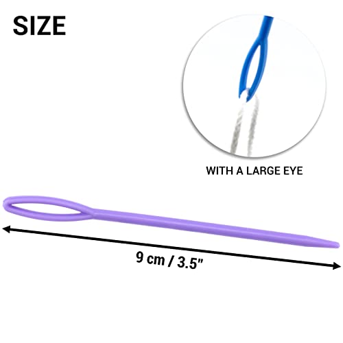 Image of 300 Pieces Plastic Sewing Needles 3.5 Inch 9CM Length Large Eye Blunt Sewing Needles Craft Learning Needles Safety Lacing Needles Plastic Yarn Needles for Kids Hand Sewing Knitting Crochet Darning
