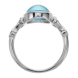 HOMSFOU Anillo de Cristal Aguamarina para Mujer, Talla 6, Diseño Vintage de Vidrio y Metal, Anillo de Compromiso Lunar Multifuncional para Bodas y Uso Diario