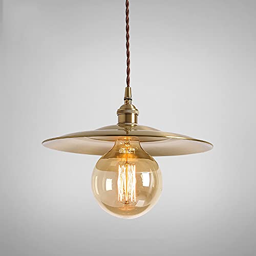 ZJKXY Lámpara de araña Pantalla de latón Lámpara de una Sola Cabeza Restaurante Restaurante Tienda Luces Colgantes Luces Colgantes Altura Ajustable E27 Lámpara de Techo,Luz Colgante