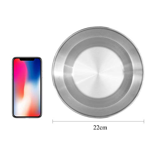 image for Camping Stainless Steel 8.5 inch Kitchen Dinner Plate Pack of 4 Mess k