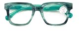 V.W.E. Large Oversized Progressive Clear Bifocal Reading glasses - No Line or Bubble - Zero Power on Top Reader (Green, 1.75, x)