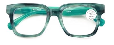V.W.E. Large Oversized Progressive Clear Bifocal Reading glasses - No Line or Bubble - Zero Power on Top Reader (Green, 1.75, x)
