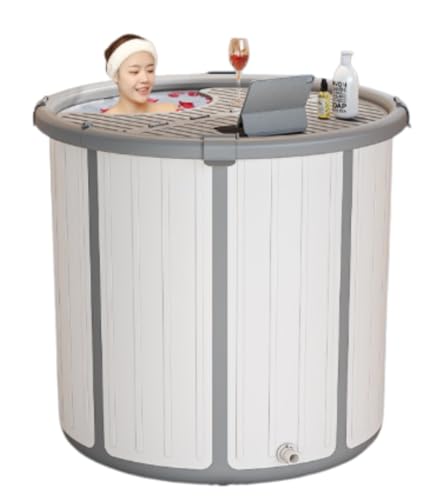 Damika ポータブル浴槽 折り畳み浴槽 ポータブルバスタブ スパ浴槽 お風呂 コンパクト バスタブ 簡易露天風呂 断熱保温 簡単に組み立て 断熱蓋付 持ち運び 浴槽 お風呂 家庭用 簡易風呂 全年齢対応 大人 子供 プール (普通,Sサイズ(取付不要)