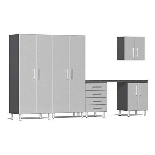Ulti-MATE UG27061S 6-Piece Garage Cabinet Kit with Channeled Worktop in Stardust Silver Metallic