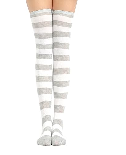 Image of Womens Thigh High Socks Athletic Stripe Cute Colorful Over the Knee High Sock Colorful Long Tube Sock