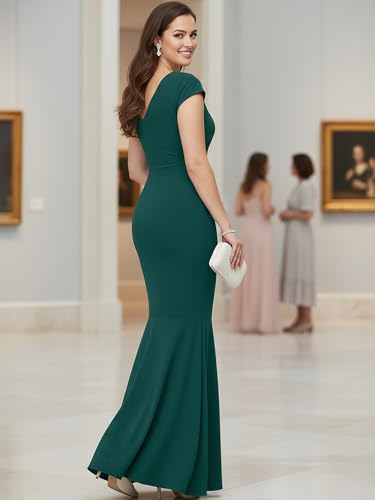 Image of KOH KOH Womens Long Cap Sleeve Fishtail Formal Evening Cocktail Maxi Dress