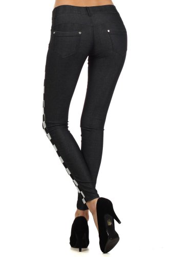 Fashion Mic Womens Jeggings Skinny Pants Multiple Styles (M/L, Checkers) #TOP2