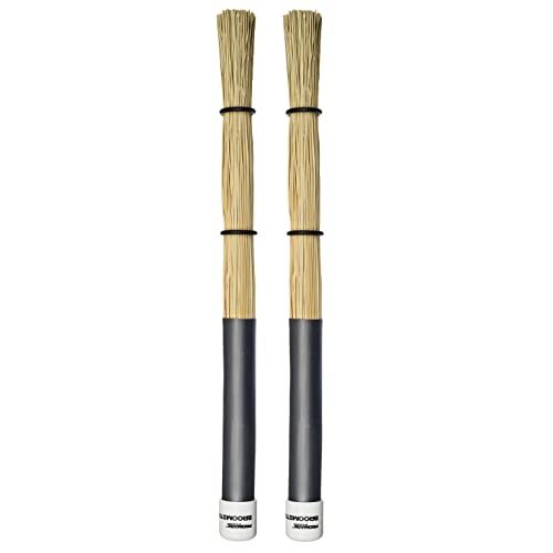 Promark Broomsticks - Hybrid Of Drum Brushes And Promark Rods - Adjustable O-Rings For Control Of Bristle Spread - Handmade From Real Broomcorn - Medium - 1 Pair #TOP3