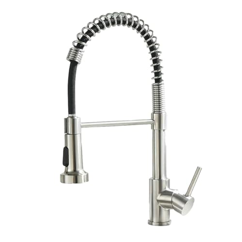 DRFGNF Grifo de Cocina Grifo de Cocina con rociador extraíble Latón Macizo Industrial Monomando Orificio único Cepillado