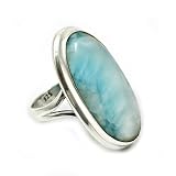 Larimar-Edelstein, handgefertigter Schmuck, Tribal-Ring aus 925er Sterlingsilber, Verlobungsgeschenk Paare, Geburtstagsgeschenk Männer, Vatertagsgeschenk, Verlobungsring, Geschenke Männer (Larimar)