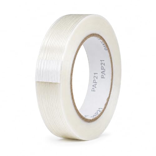 Image of GGR Supplies FIL-795 Fiberglass Reinforced Filament Strapping Tape - Heavy Duty Packing & Shipping Tape, Mono Directional, 1 in x 60 yds (5.5 Mil)
