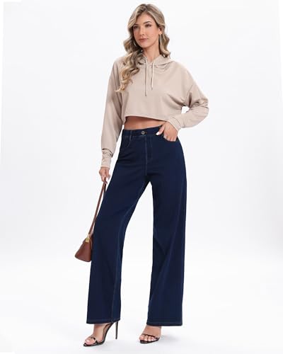 Pull On Jeans for Women Wide Leg High Waisted Stretch Baggy Jeans Casual Trendy Straight Denim Pants2