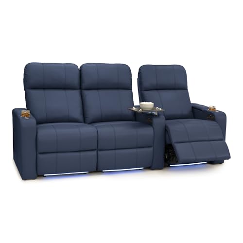Image of Seatcraft Monterey Home Theater Seating Navy Blue Row of 3 Left Loveseat