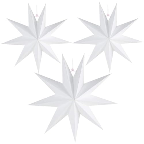 3D 12' Paper Star Hanging Stars - White, Large...