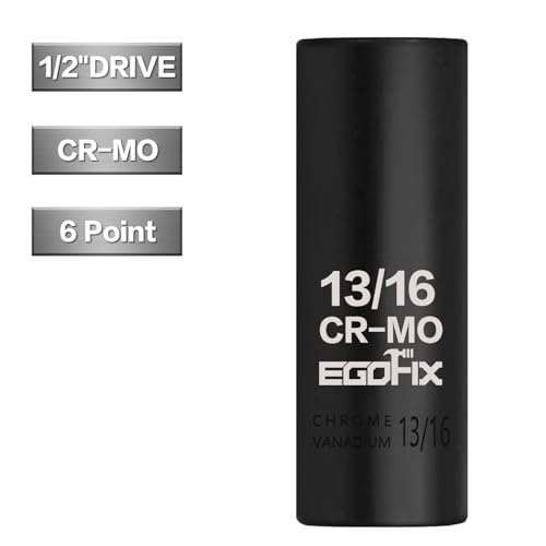 Image of 1 /2 inch Drive Deep Impact Socket, 13 /16 Inch SAE Socket, CR-MO 6 Point for Easy Removal of Axle Nut