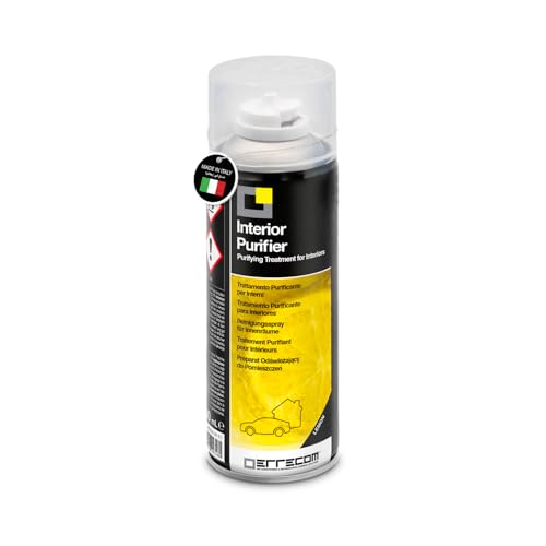 ERRECOM Interior Purifier A/C Car and Cabin Purifying Treatment Fast-Acting Air Conditioner Odor Removal and Long-Lasting Freshness Lemon Fragrance 200 ml aerosol can